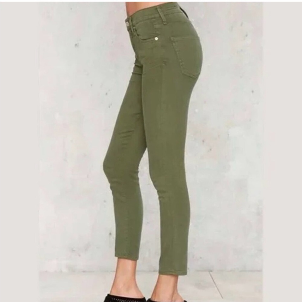 High-Rise Army Green Citizens Of Humanity Rocket Crop Skinny Stretch Jeans 25